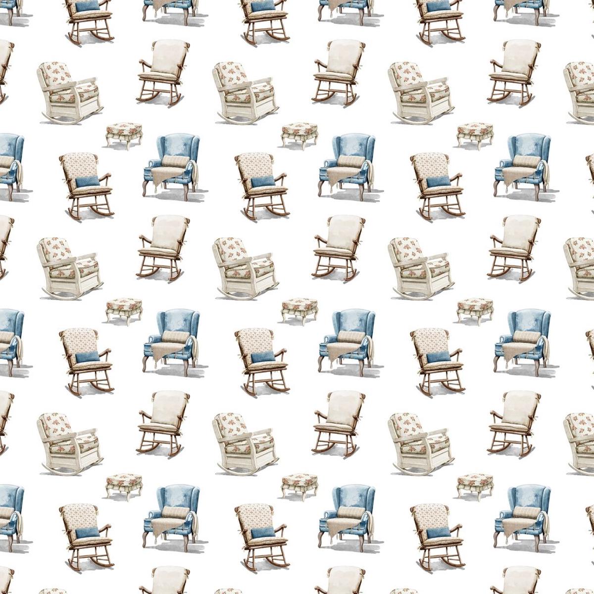 Vintage Chairs Fabric - White