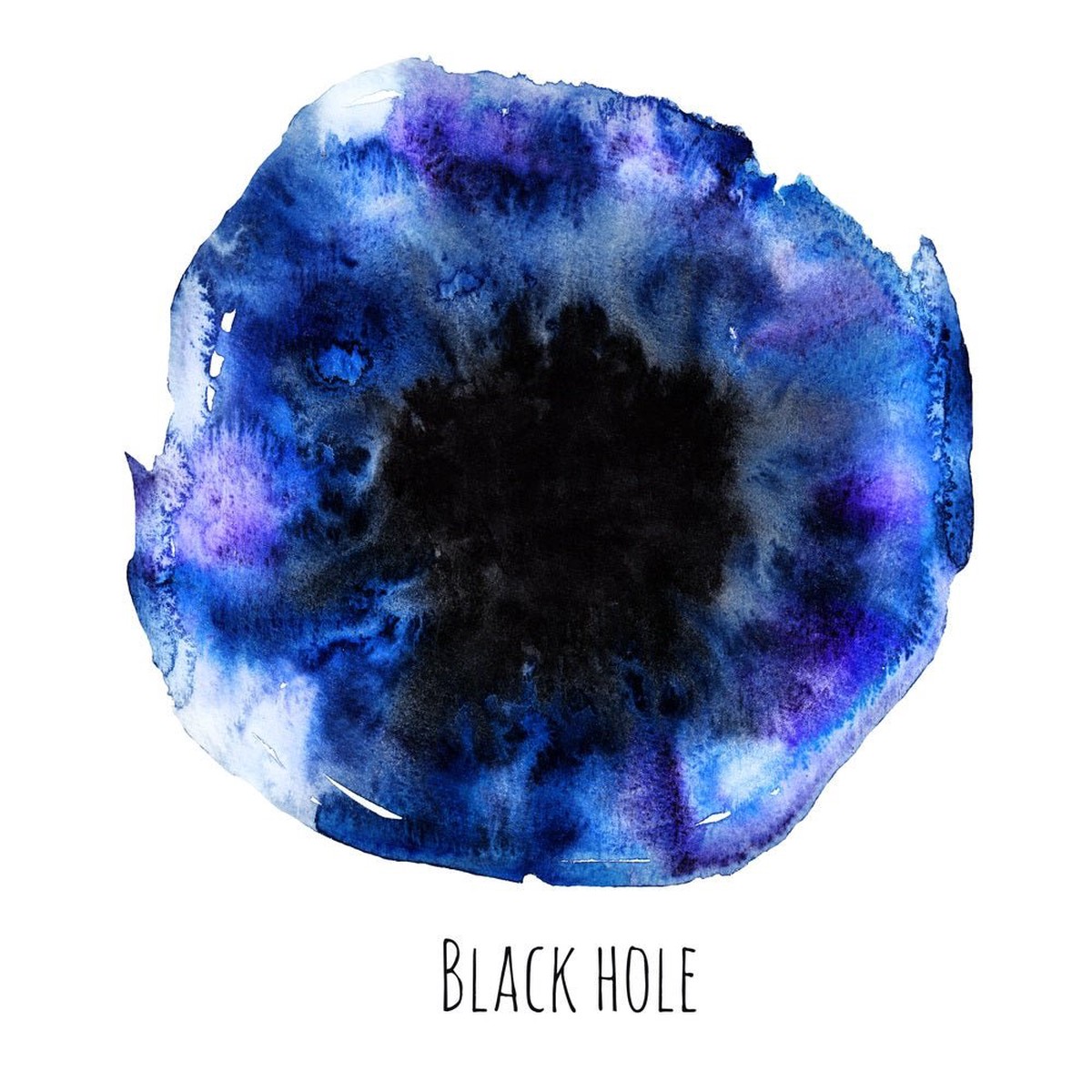 Watercolor Planets Black Hole Fabric Panel