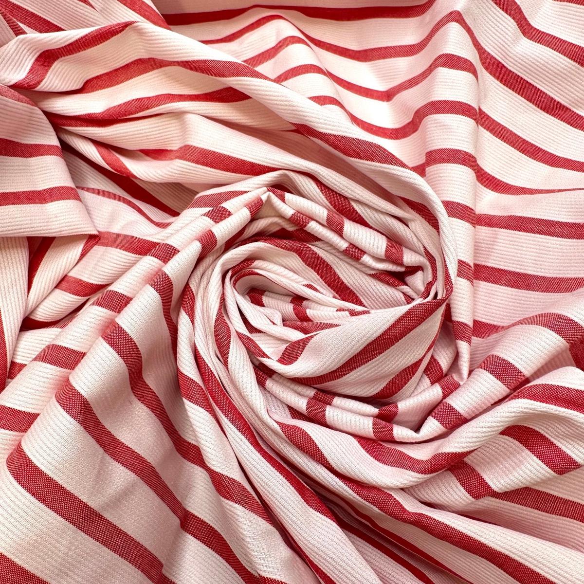 A Candy Cane From The 80s - Vintage Cotton/Poly Woven - White/Red Stripes - 2M Bundle