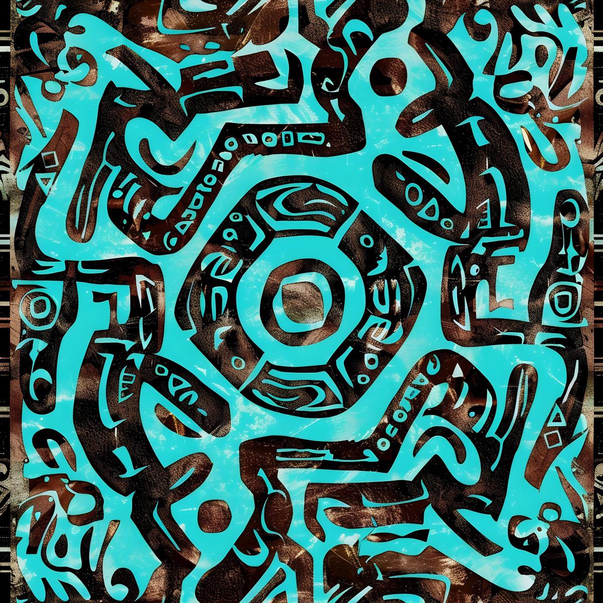 Aztec Turquoise Pattern 15 Quilting Cotton Fabric
