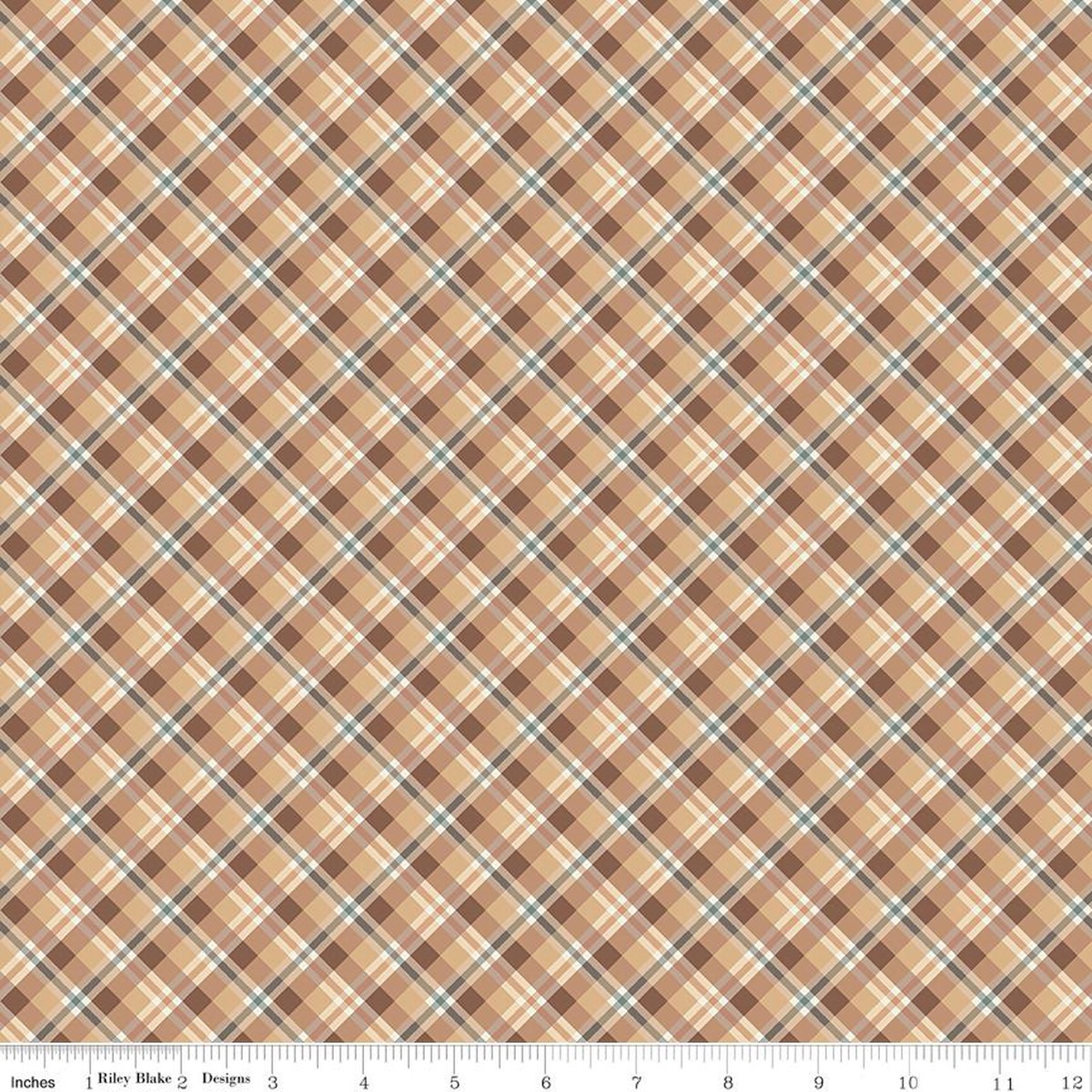 Evening on the Prairie - Plaid, Green/Rust on Cream