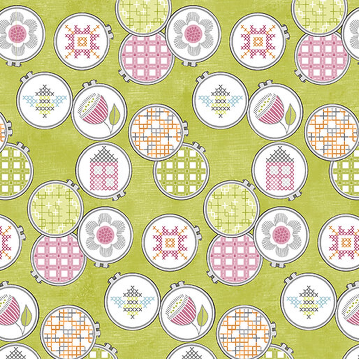 Stitch Garden - Hoops & Stitch - Lime 44" / 45" Fabric Per Yard