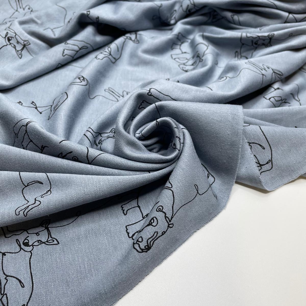 UB - Animal Kin - Jersey Cotton Knit - Blue-grey Animals - 1.7M Bundle