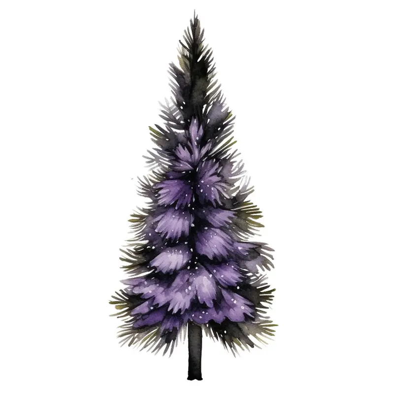 Lavender Christmas Tree Plain #1 Fabric Panel