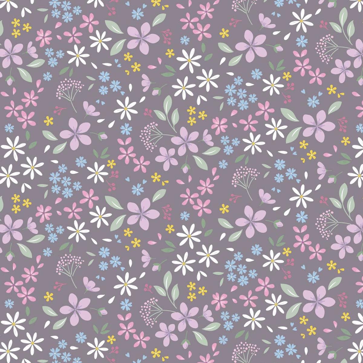 Lewis and Irene The Pressed Flower Collection - Floral Ode Light Charcoal Grey CC52-3