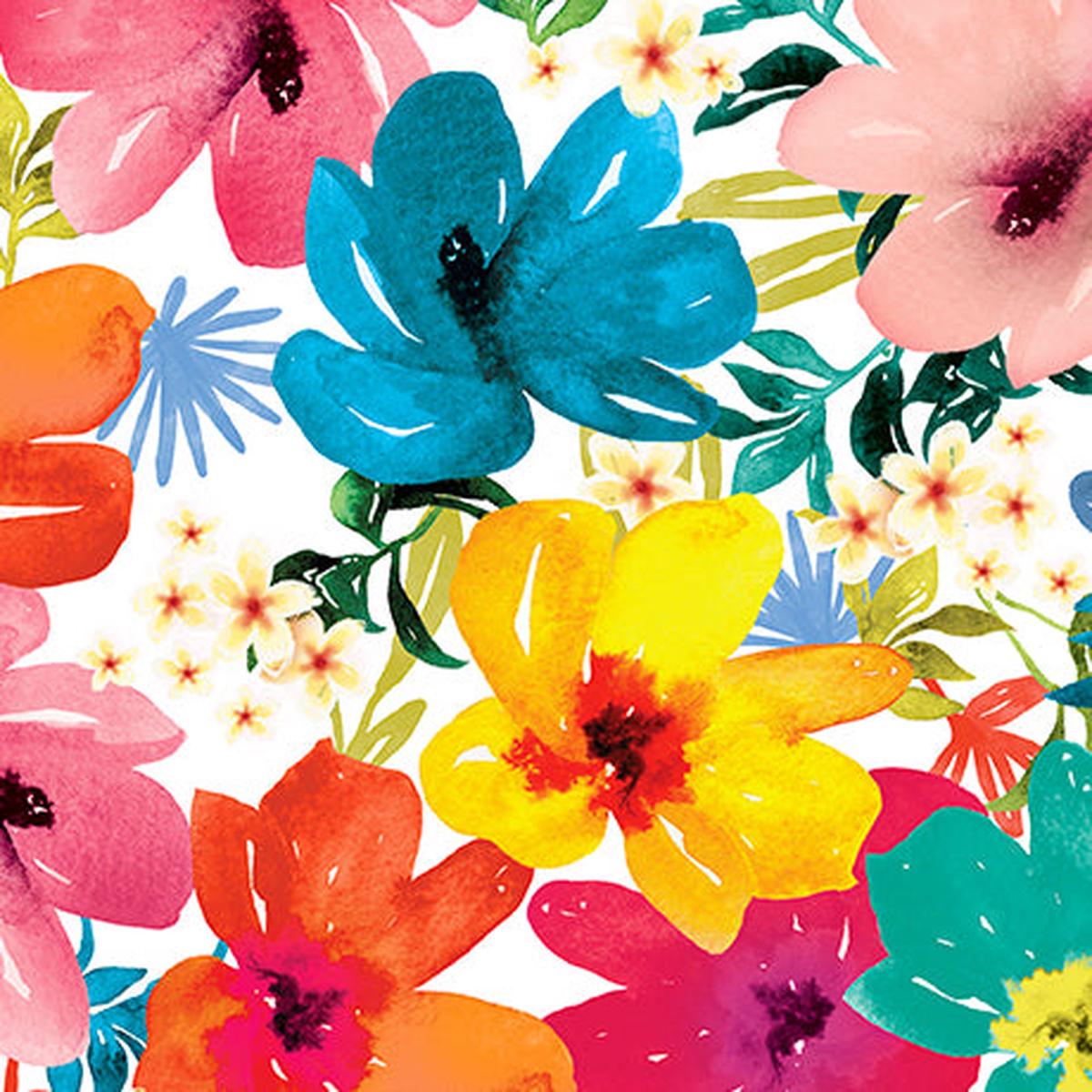 Mingle Organic Cotton Fabric, Floral White
