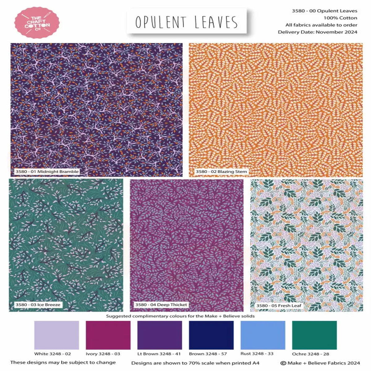 3580-00 Opulent Leaves Cotton Fat Quarters