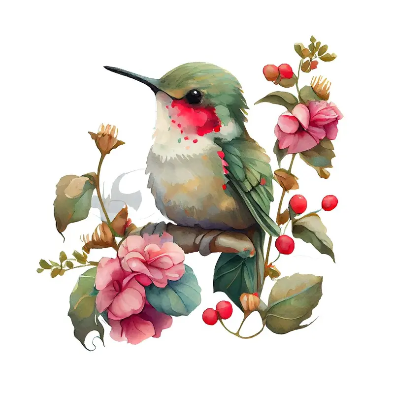 Beautiful Hummingbirds #1 Fabric Panel