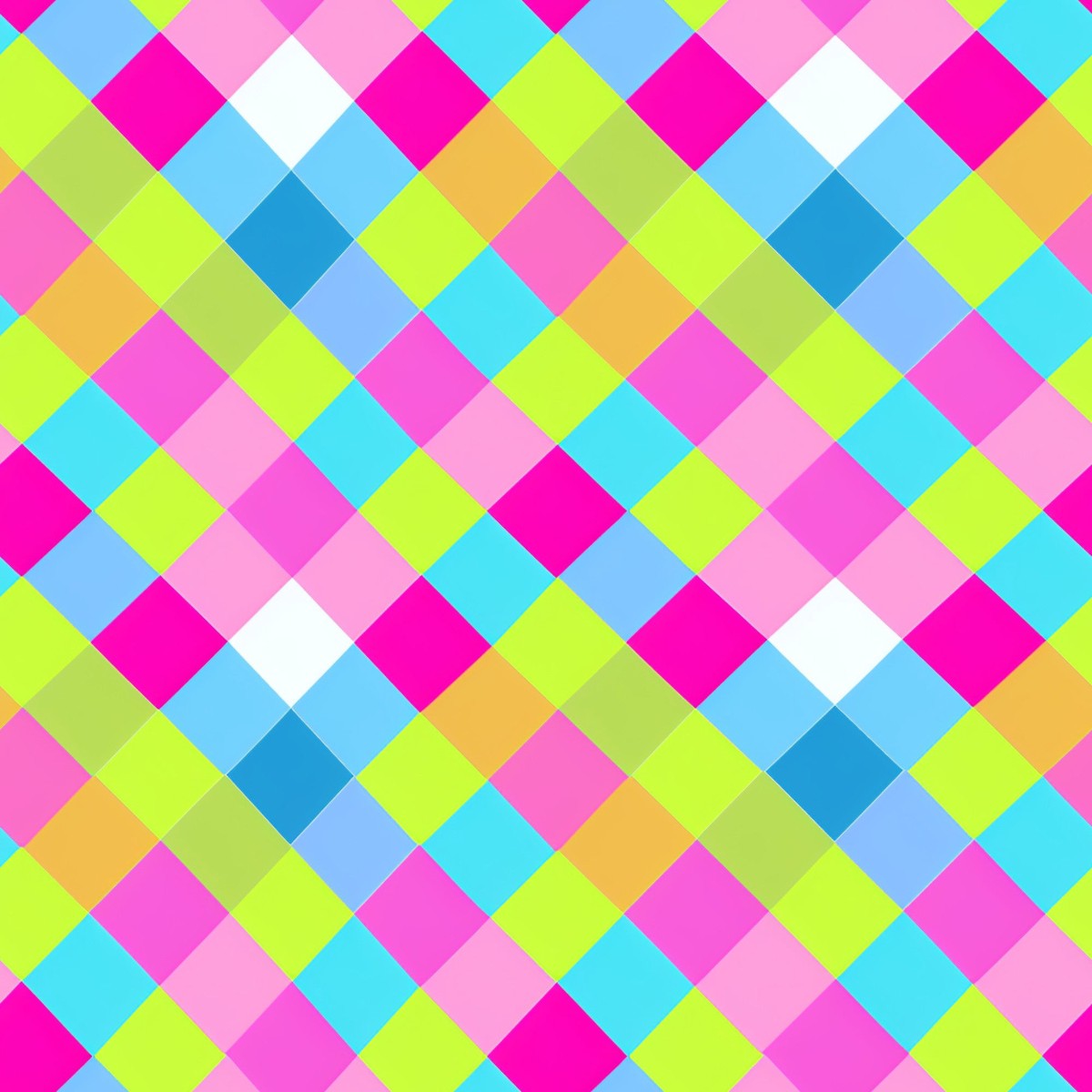 Neon Gingham Pattern 3 Quilting Cotton Fabric