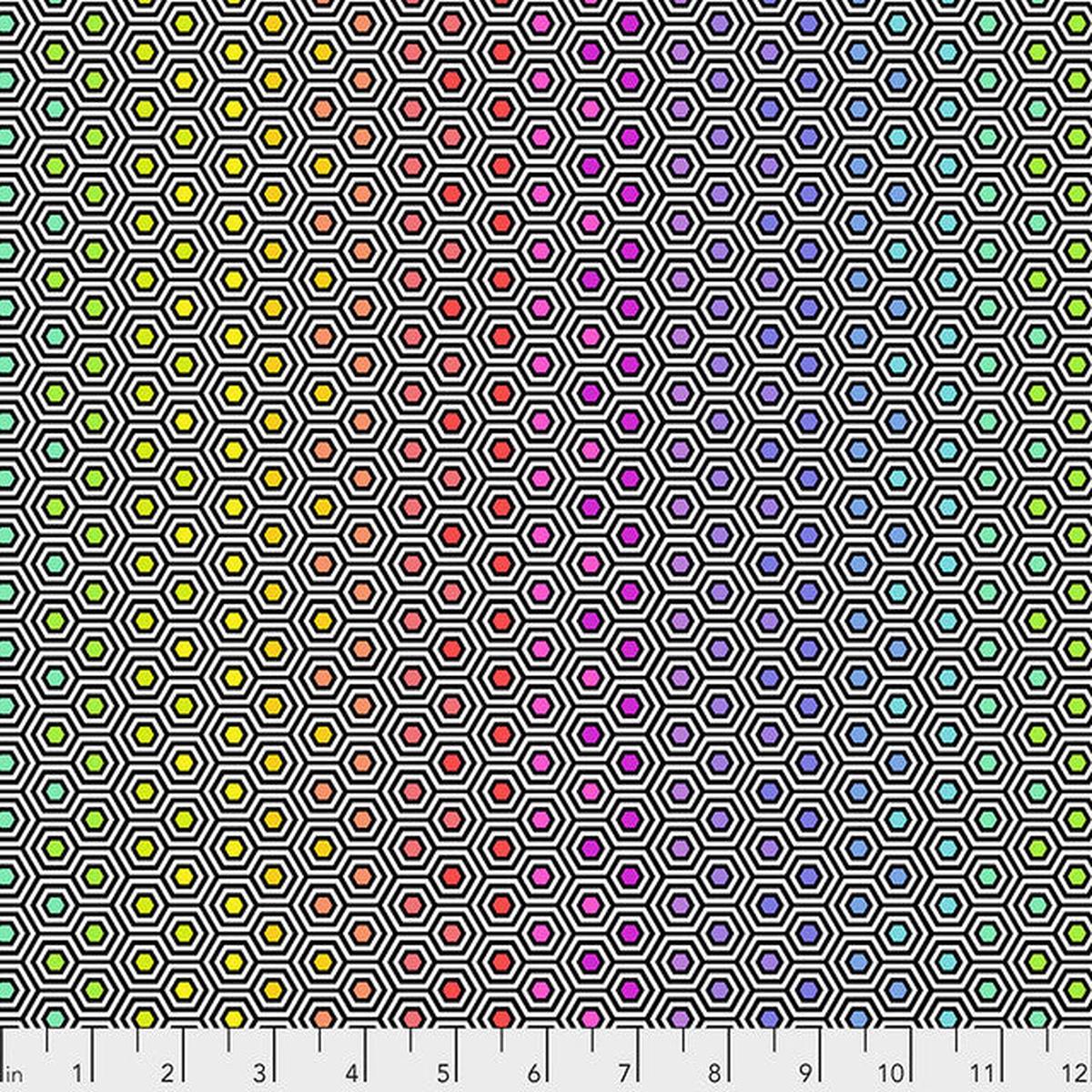 Ink Hexy Rainbow True Colors 44"/45" Cotton Fabric Per Yard