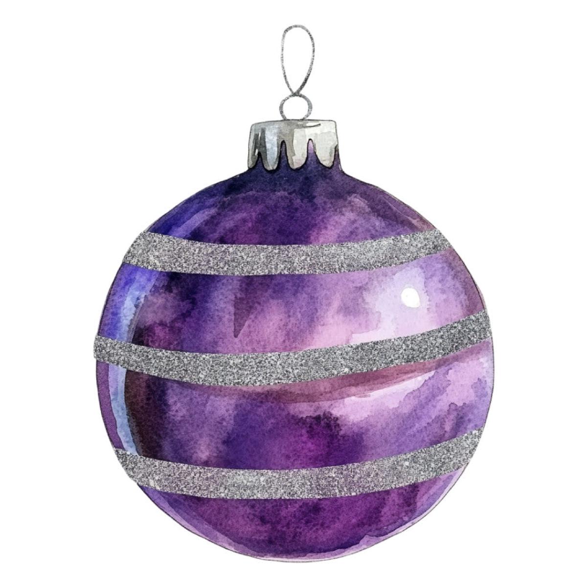 Watercolor Christmas Ornaments Fabric Panel 23