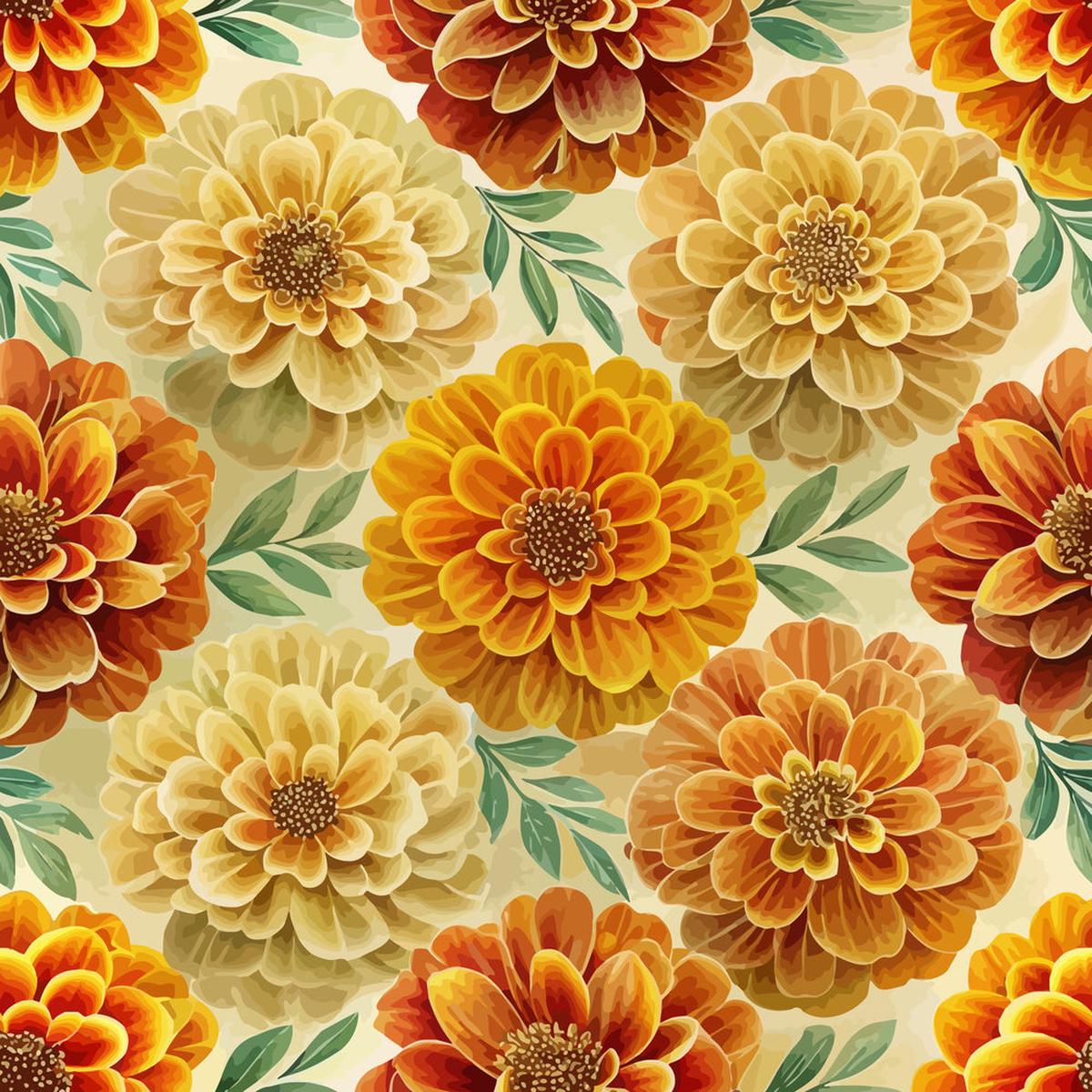 Art Nouveau Marigolds Pattern 2 Quilting Cotton Fabric