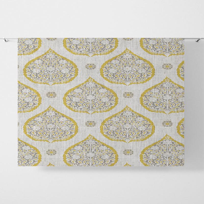 'French Manicure' Fabric by the Metre (Yellow/ Gray)