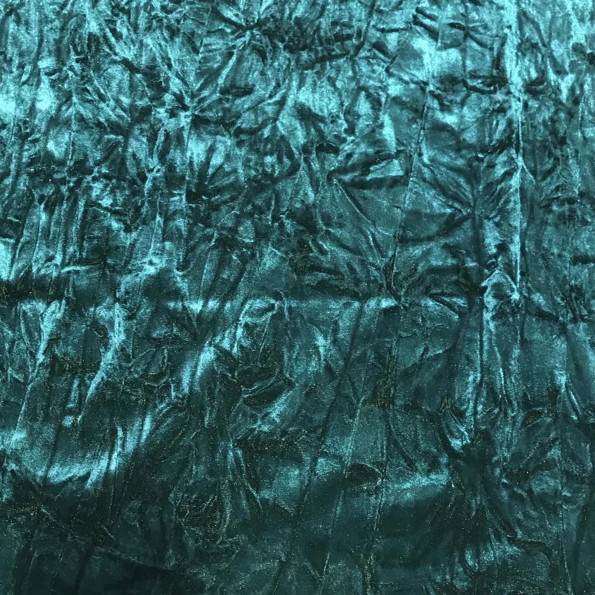 Iridescent Teal/ Olive Green - Stretch Polyester Crushed Velvet Fabric