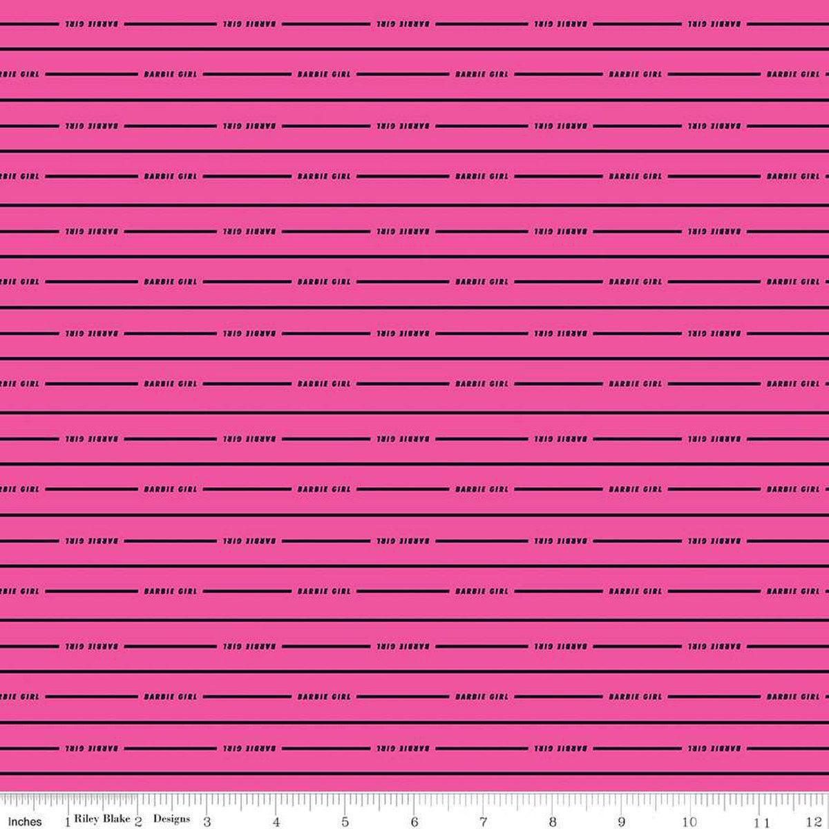 SALE Barbie Girl Stripe C12994 Hot Pink - Official Licensed Product - Doll Stripes Striped - Quilting Cotton Fabric