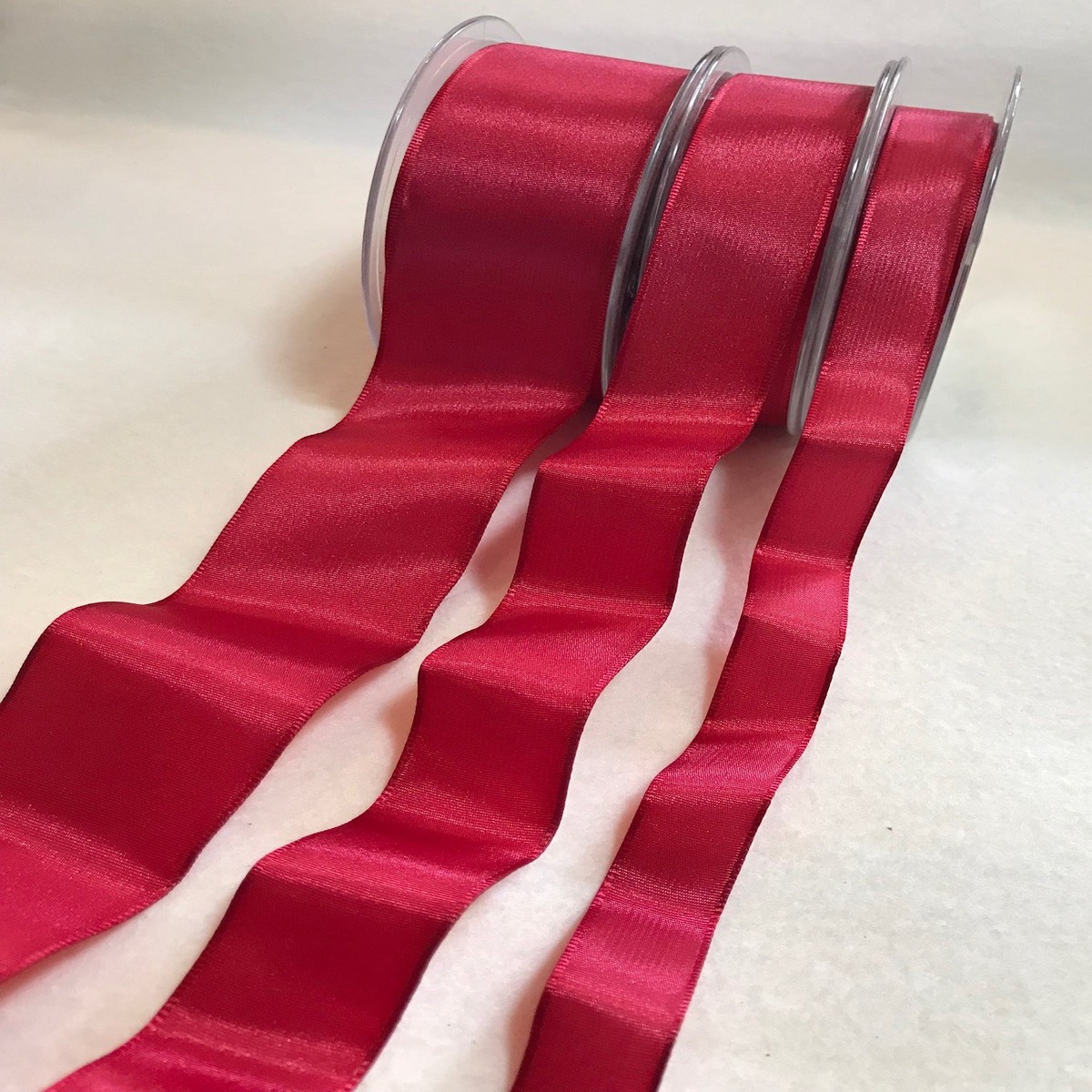 Cherry Red Wired Taffeta Ribbon - Made in France (3 Widths to choose from)