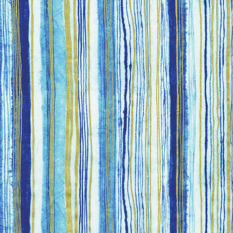 Cobalt Bliss Quilt Fabric - Stripes in Delft Blue - AVMDM-23219-75 DELFT