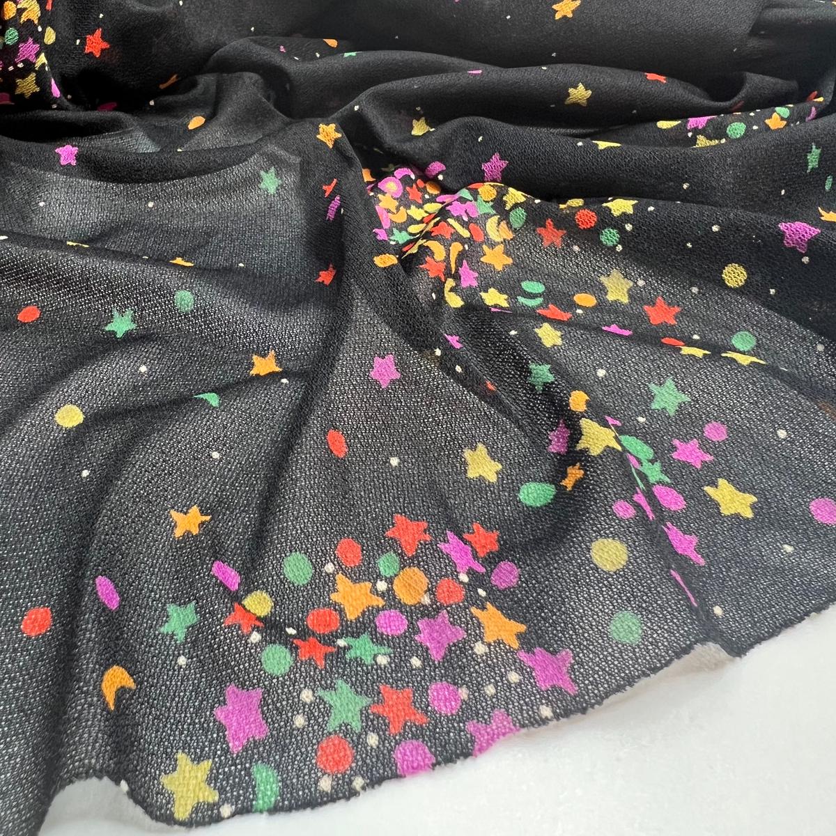 Cosmic Confetti - Poly Knit - Black Multi Stars - Bundles