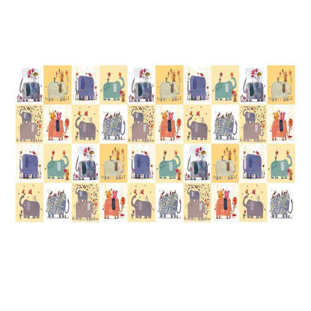 Elephant Joy Blocks By Contempo Studio For Benartex Yellow / Multi
