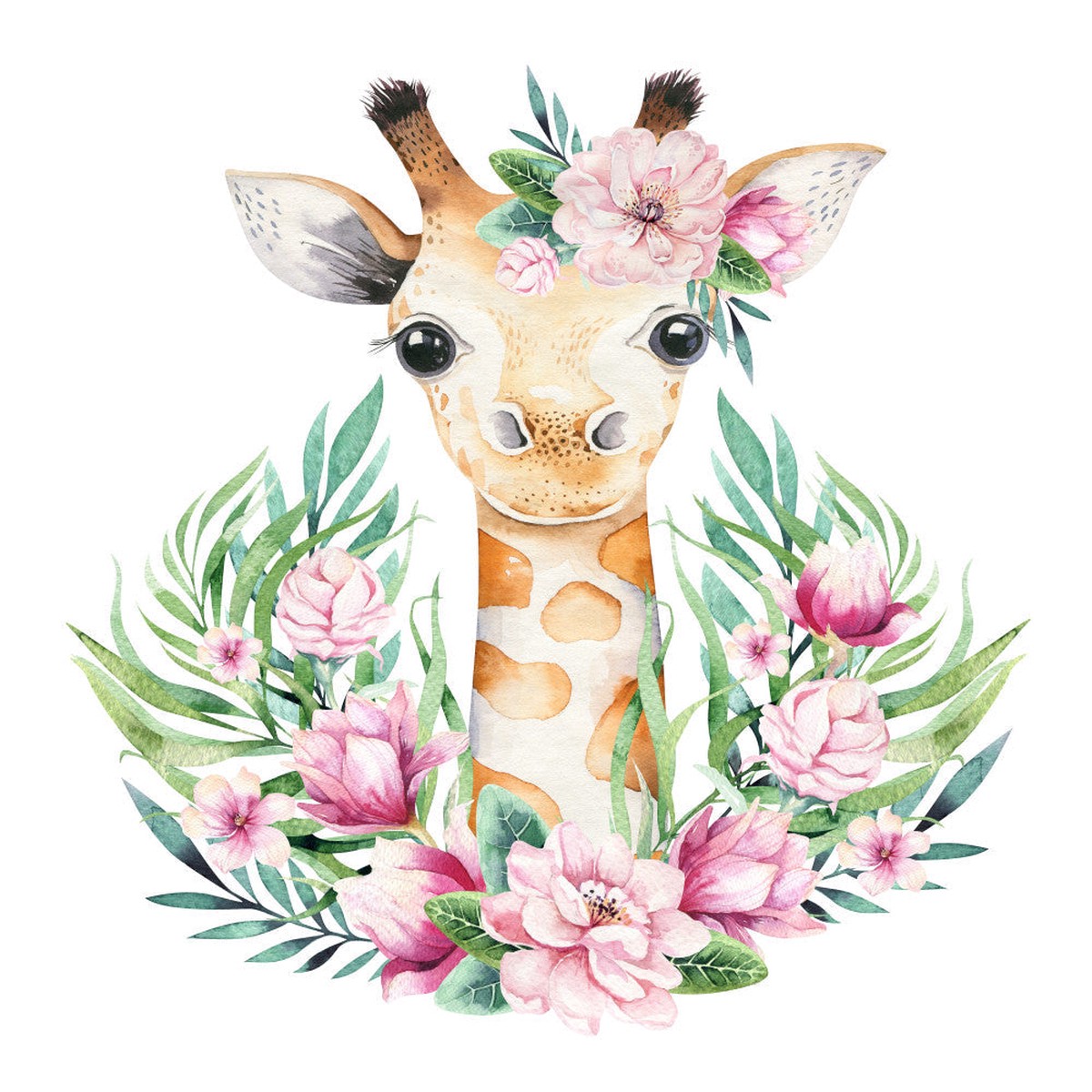 Floral Giraffe Fabric Panel 1