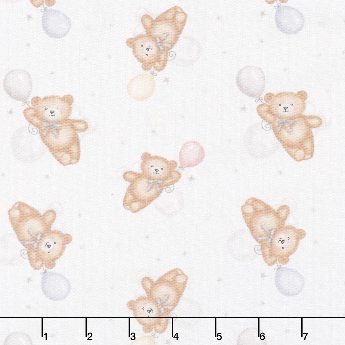 Sleepy Teddy - Flying Teddy Bears Gray Multi Yardage