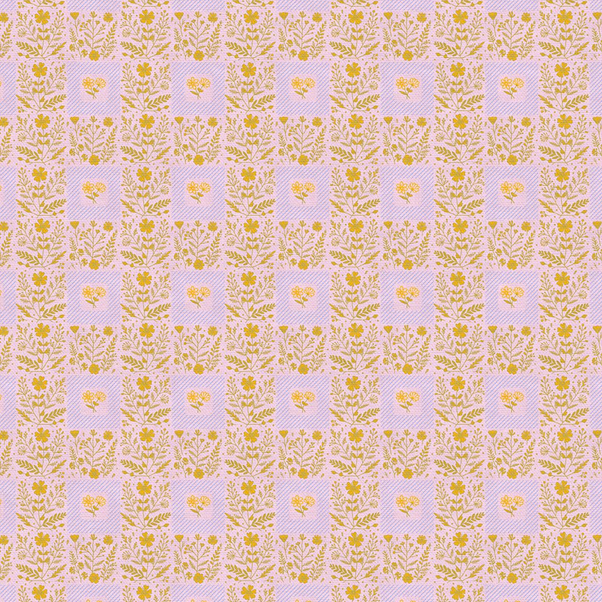 Squares - Gold on Pink - Rayon