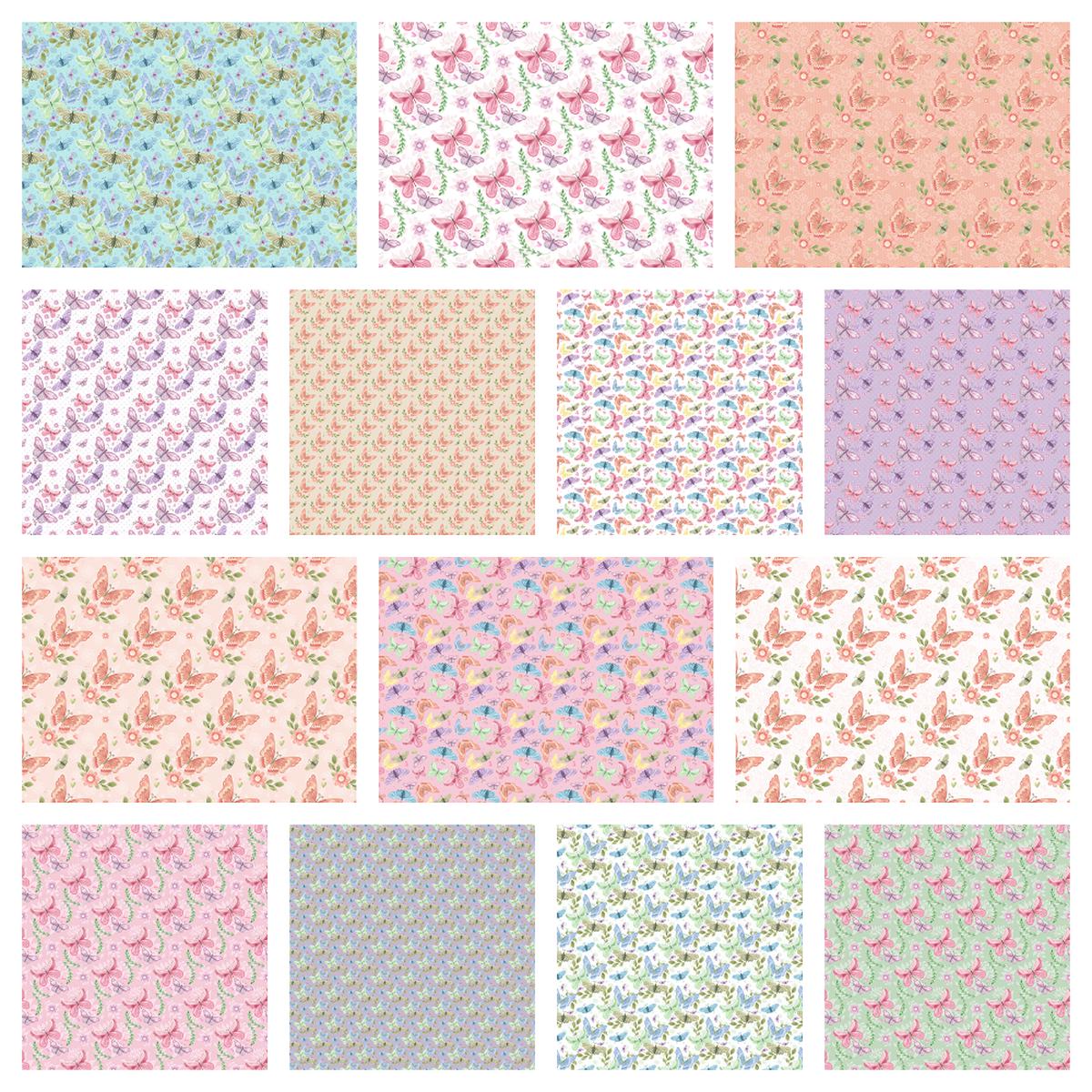 Beautiful Butterfly Fat Quarter Bundle - 14 Pieces