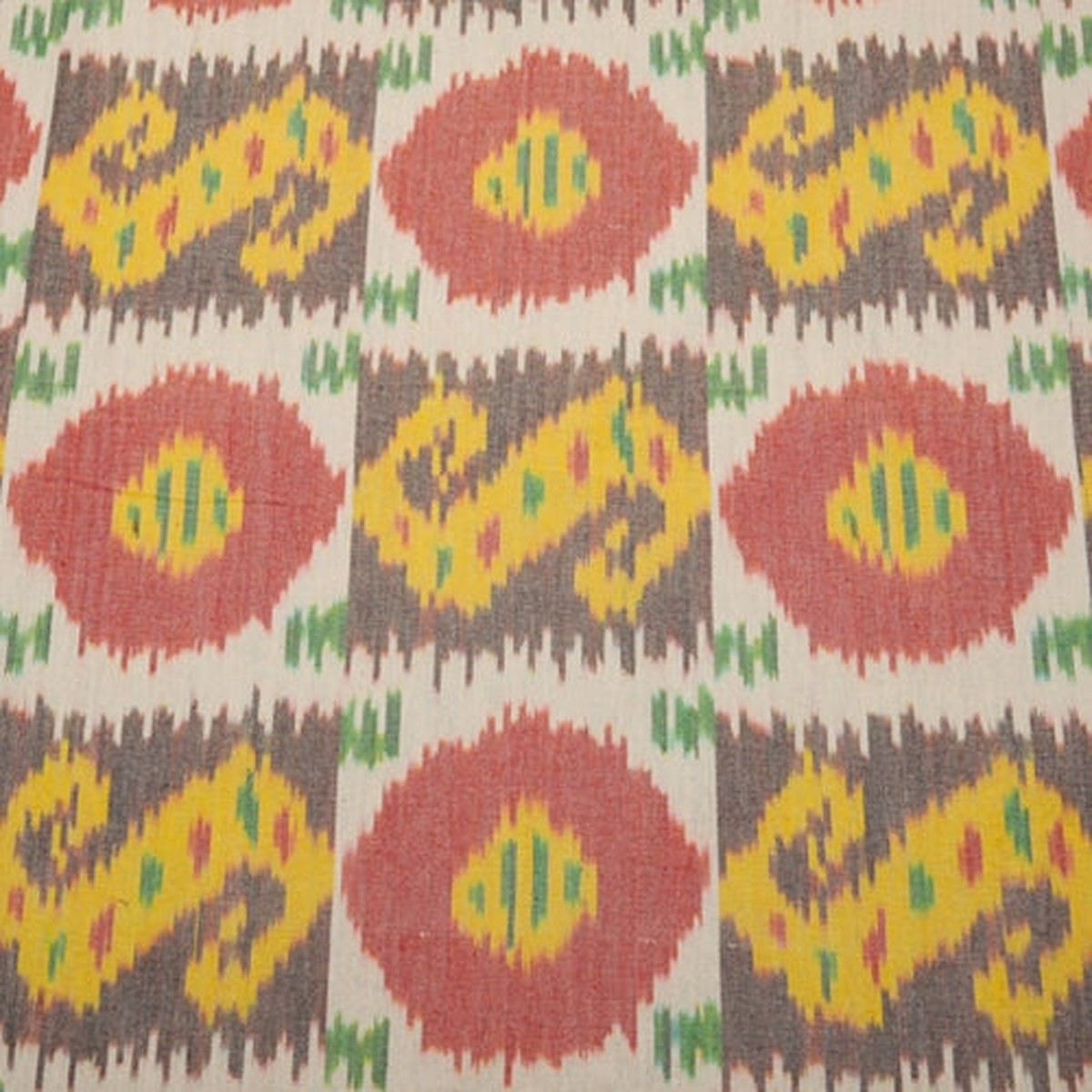Bukhara Ikat Red Yellow Black Laura Kiran Fabric