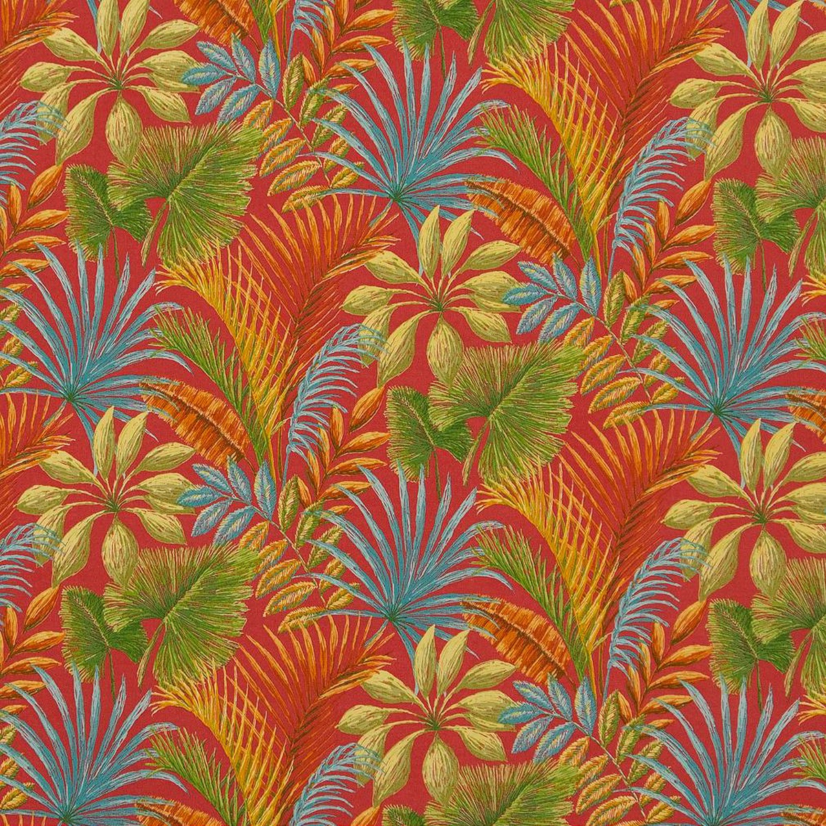 D1664 Leaves,Tropical & Botanical Charleston Red & Burgundy Charlotte Fabrics