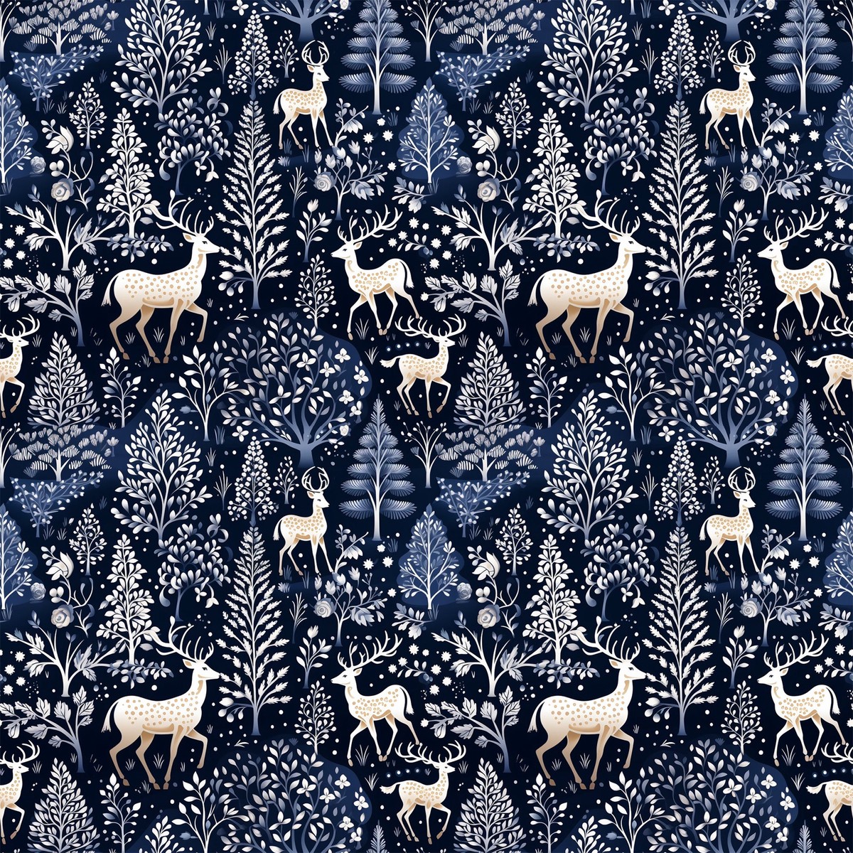 Delft Blue Winter Pattern 12 Quilting Cotton Fabric