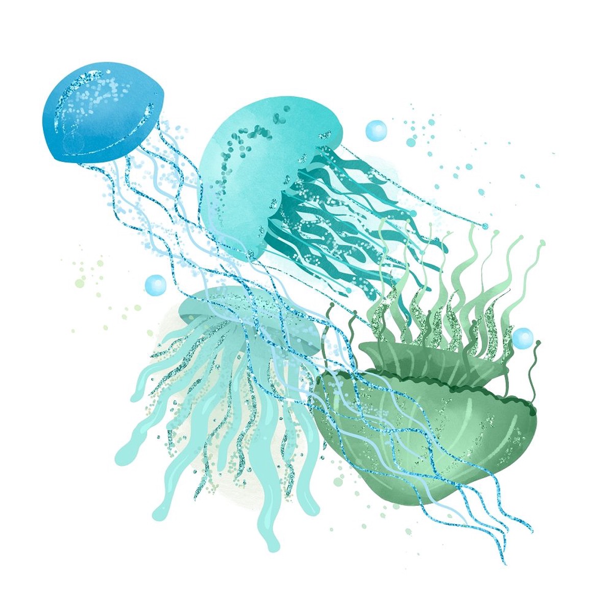 Sea Jellyfish Smack 3 Fabric Panel