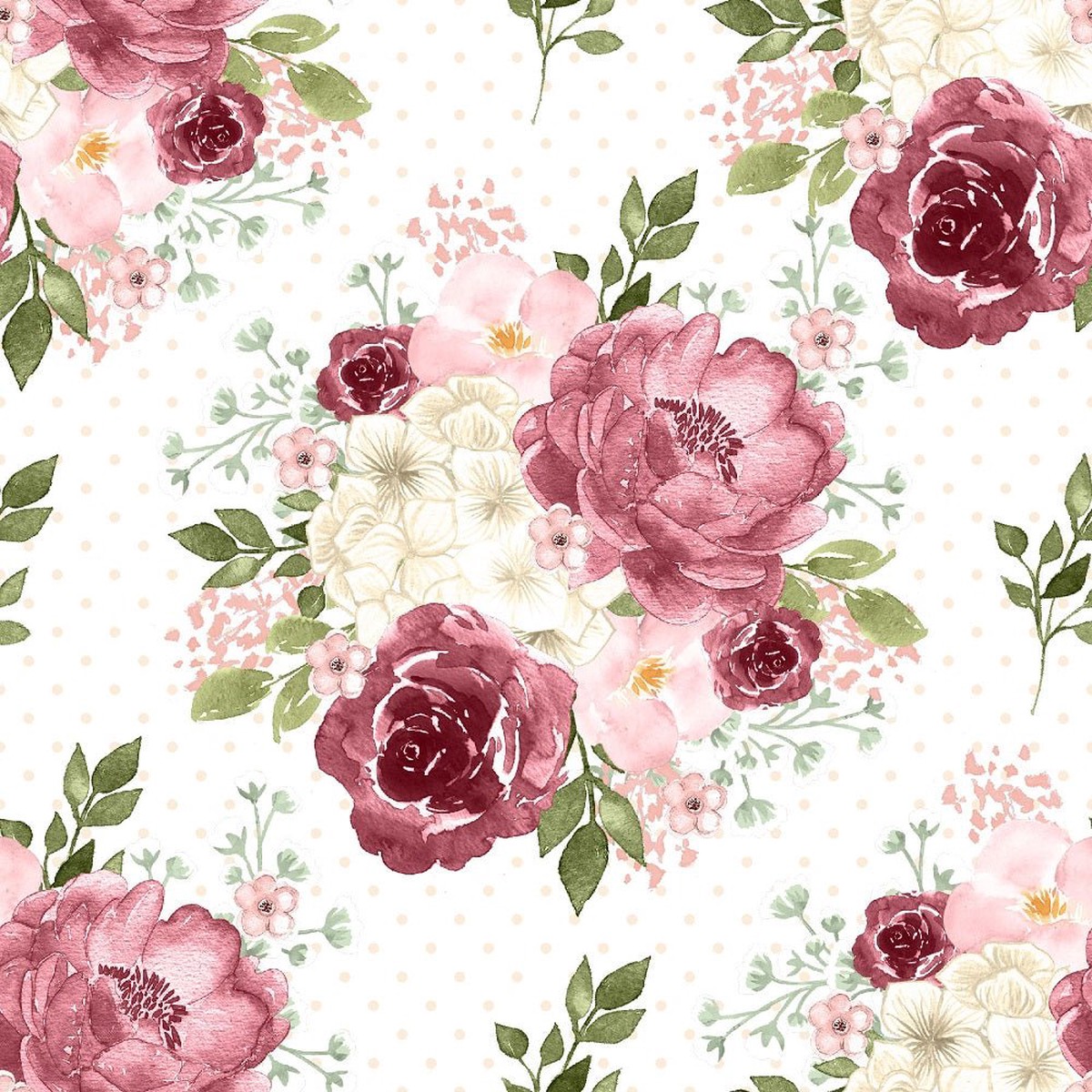 Canyon Rose Tan Dots Fabric - White