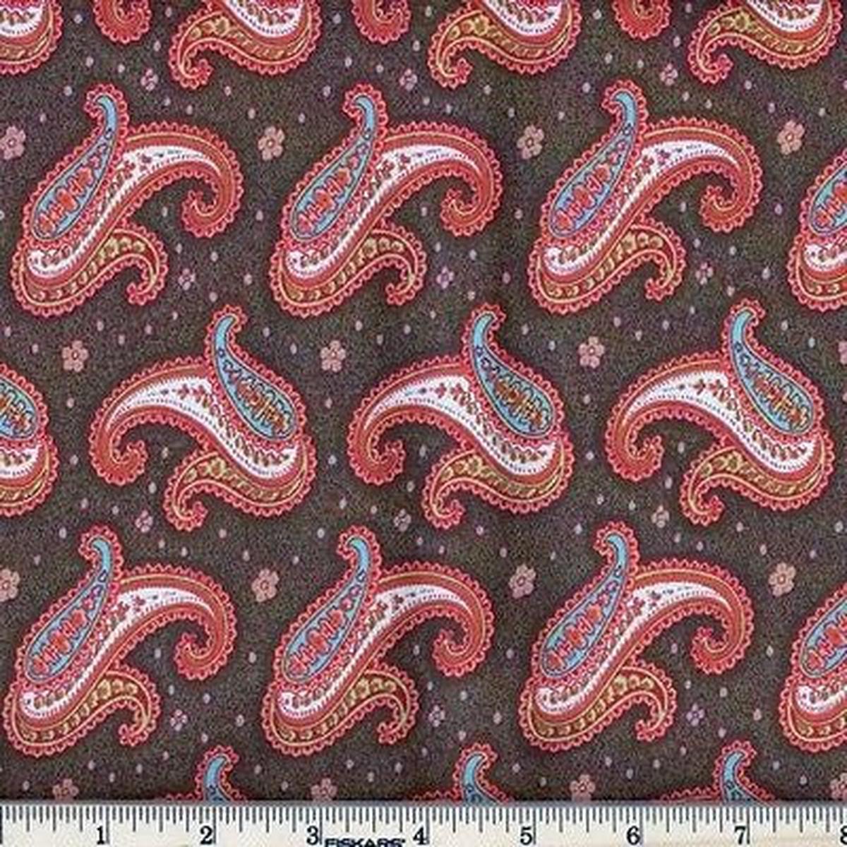 Flower Paisley Dance Brown/100% Cotton BY THE YARD!New Designs!!!