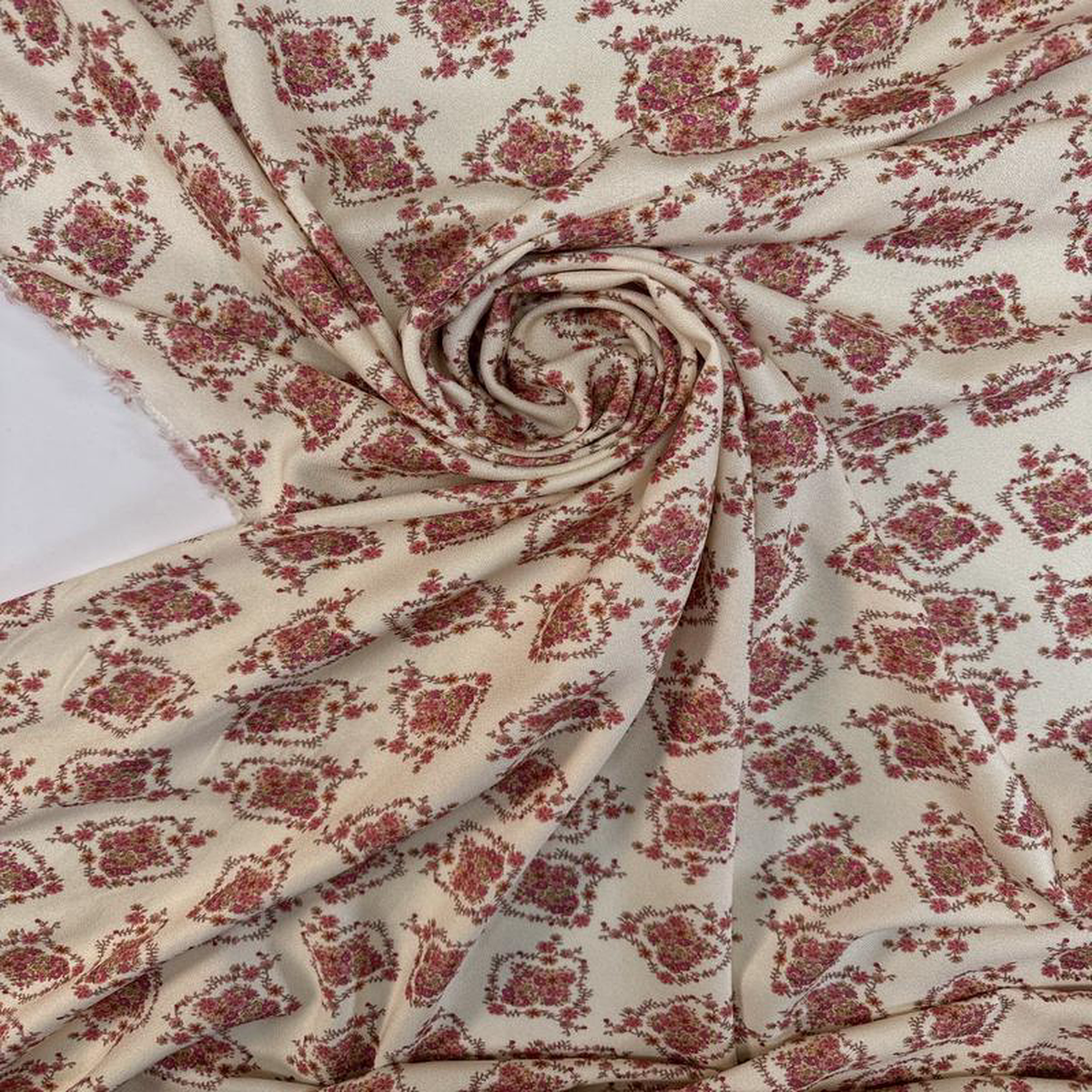 Printed Beige-Pink Viscose Crepe