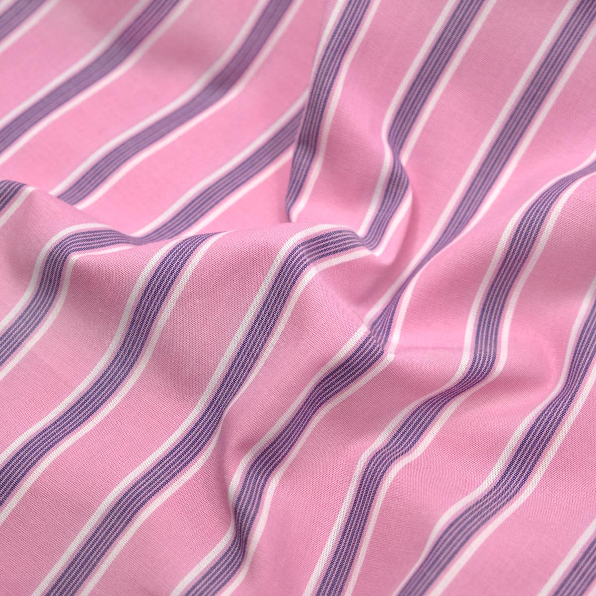 Taffy Stripe Cotton Shirting - Candy Floss