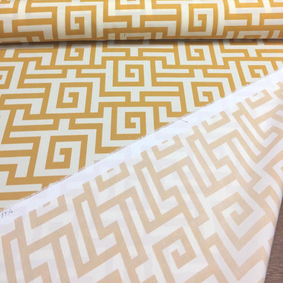 Terrasol Indoor/Outdoor Athens Greek Key Yellow Fabric by the yard