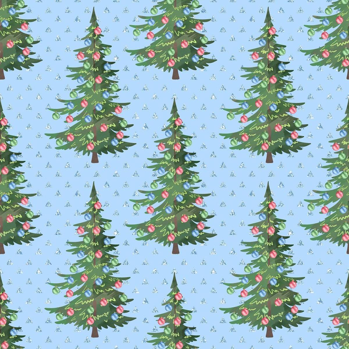 Christmas Trees Triangles Fabric - Blue