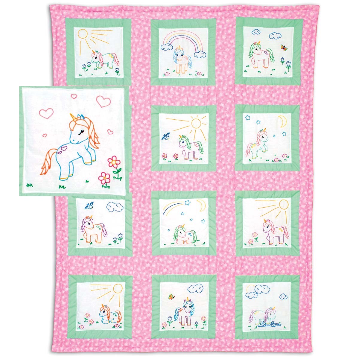 Baby Unicorns Theme Quilt Blocks