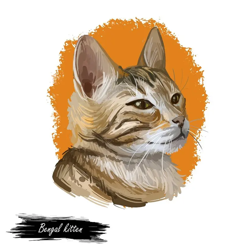 Bengal Kitten Portrait Fabric Panel