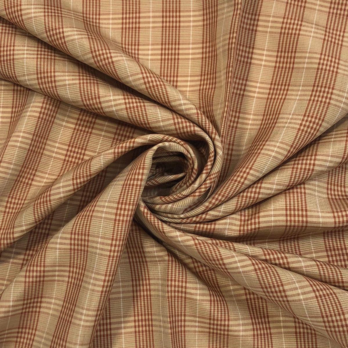 Blonde Tartan - Polyester Woven - Beige / Maroon - 1/2 Meter