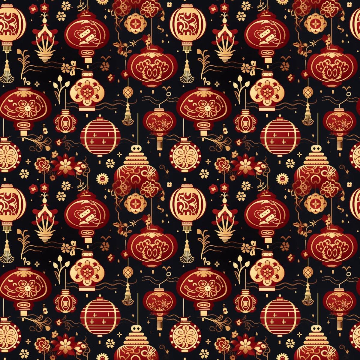Chinese Lunar Lantern Lights Pattern 11 Quilting Cotton Fabric