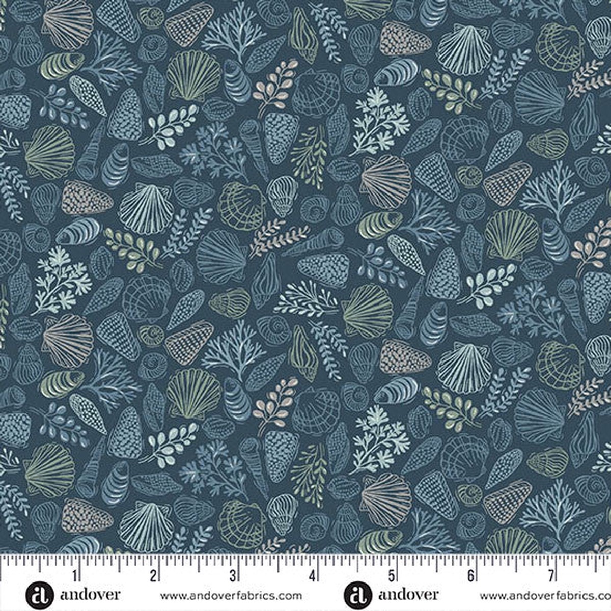 Driftwood by Makower UK Shells Blue -- Andover Fabrics