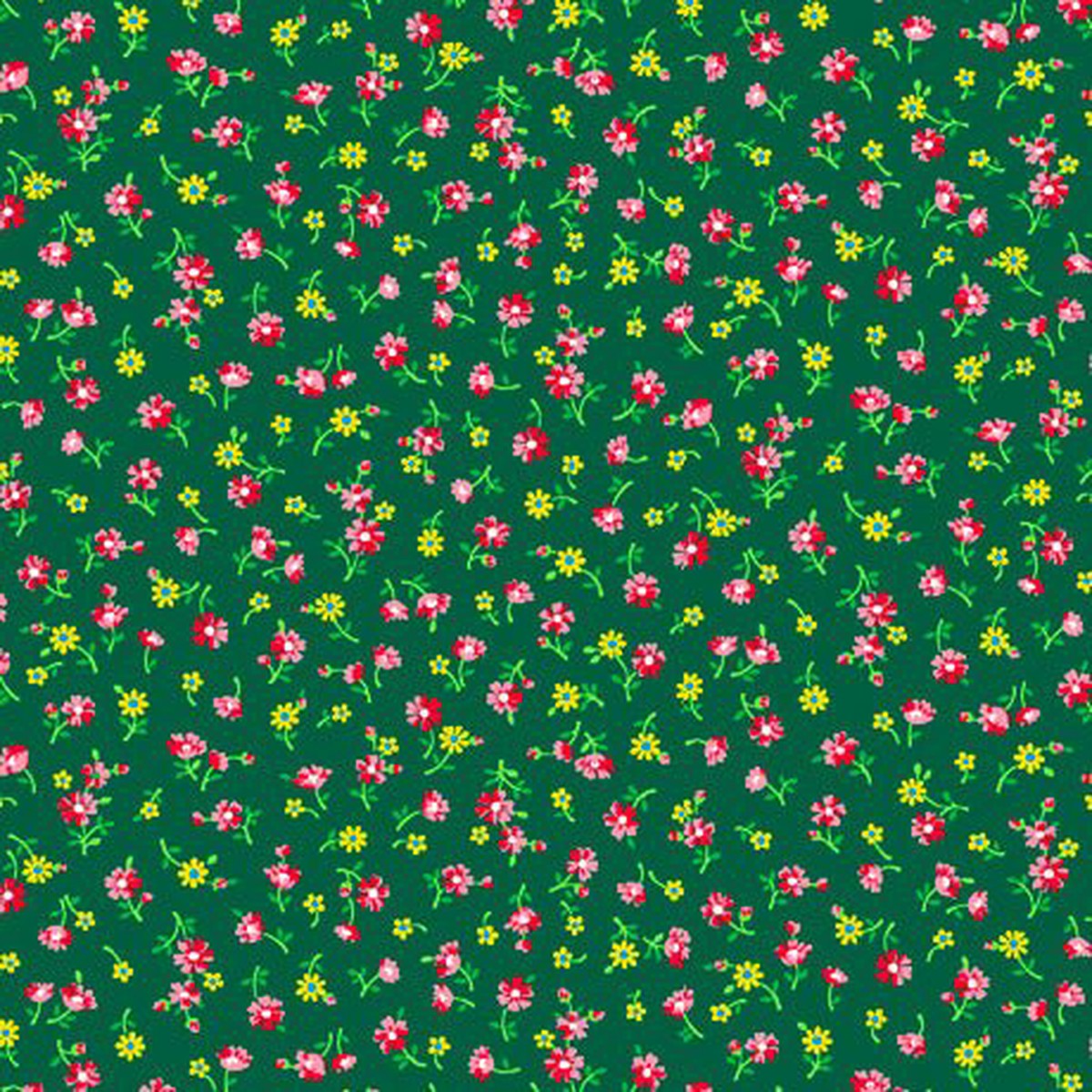Floral Cache Mini Spaced Floral Fabric - Green