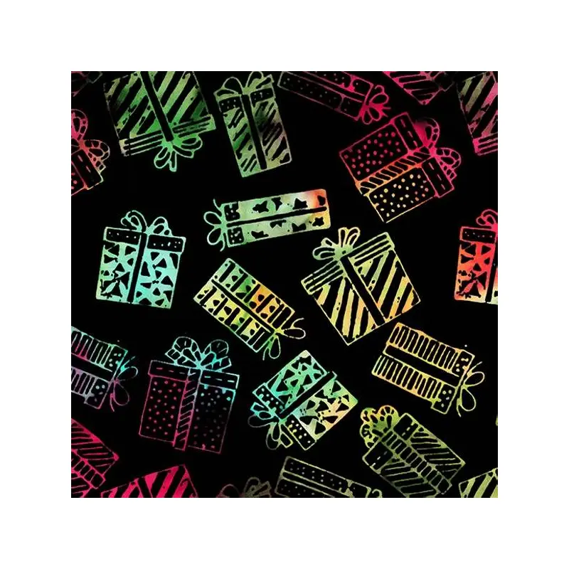 Holly Jolly 9152Q-7 Black Presents Batik Cotton