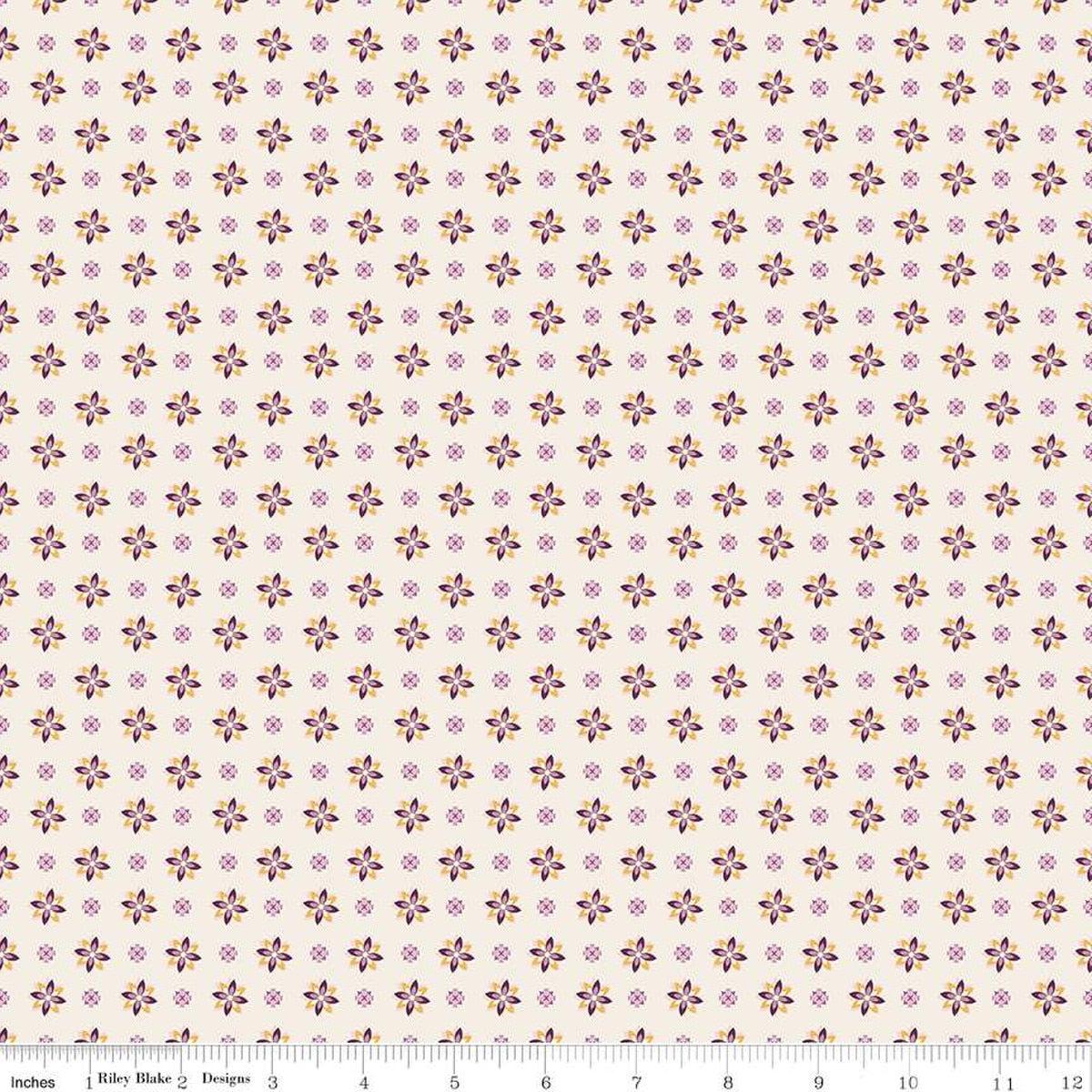Juju's Petals Calico Cream Cotton 43"/44" Fabric Per Yard