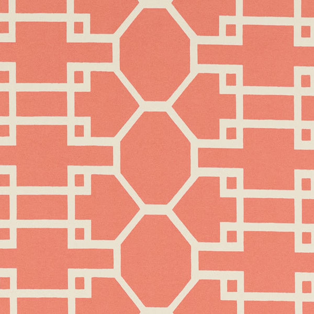Quadrille Fabric: Brighton Reverse - Custom Coral on Lightly Tinted Belgian Linen / Cotton - Quadrille Fabric: Brighton - Custom Coral on Light Tint Linen Cotton