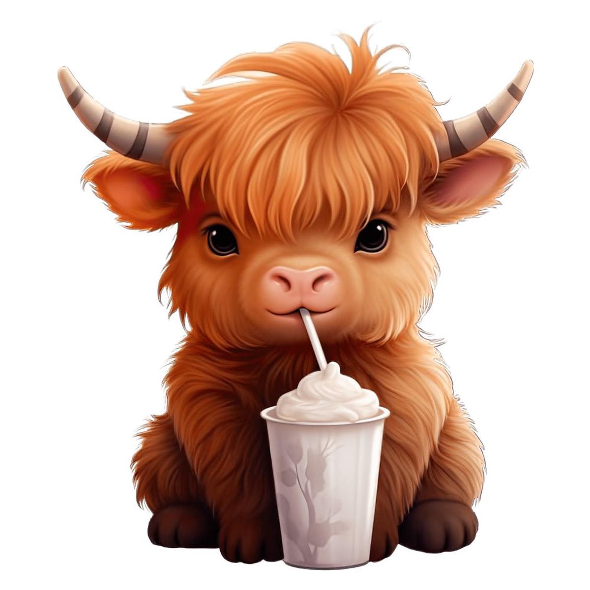 Cute Baby Highland Cows 4 Fabric Panel
