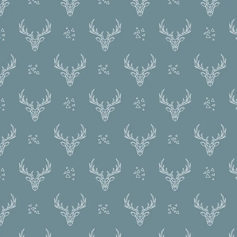 Geometric Deer Head Fabric - Gray