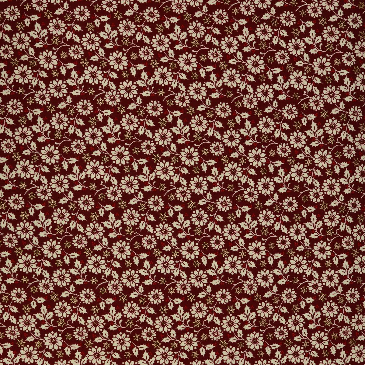 Holiday Tidings Fabric Collection - Flower Berry Burgundy