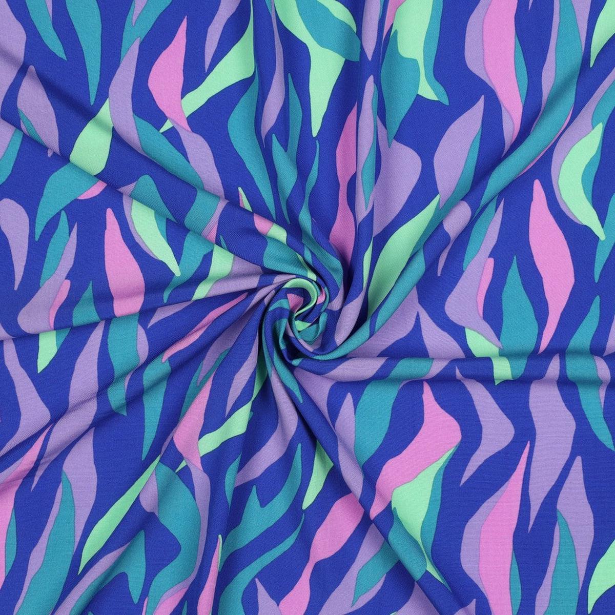 Viscose poplin "blue graphic lines" - Eco-Vero certified (Price per 10cm)